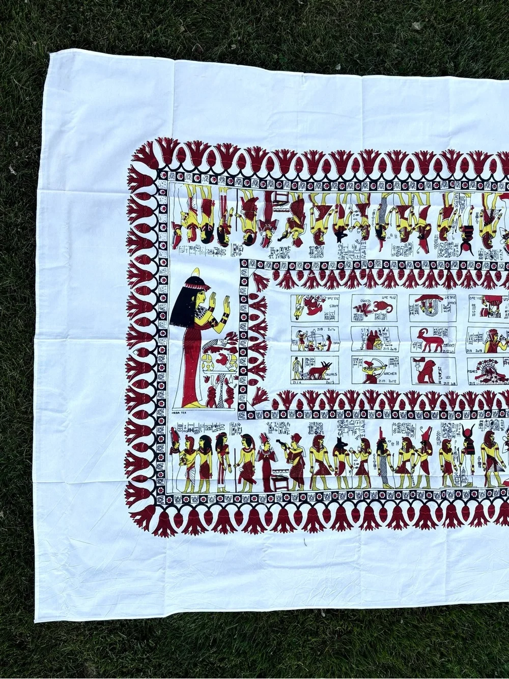 Egyptian Motif Cotton Dinner Napkins and Tablecloth
